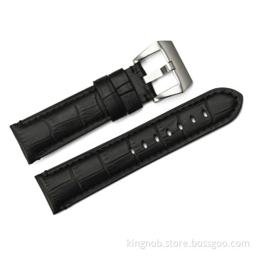 OP-122 Good Quality Handmade Black leather watch with steel buckle